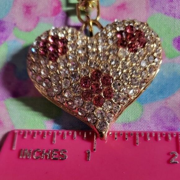 Austrian Crystal heart keychain/purse charm Goldtone - Picture 6 of 7